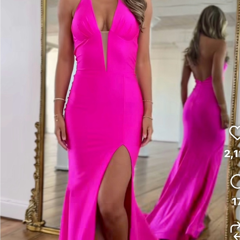 Vibrant Pink Backless Maxi Dress